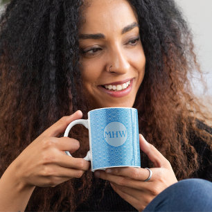 Taza De Café Monograma de inspiración asiática con ondas zen