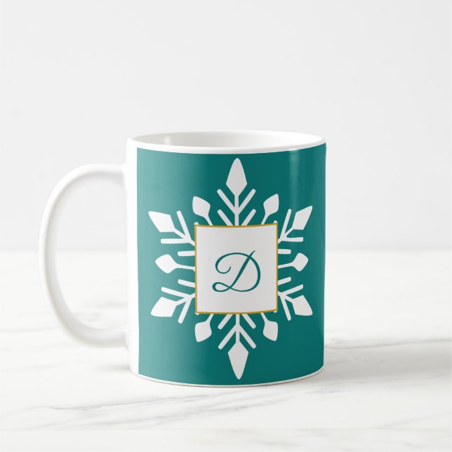 Taza De Café Monograma de invierno elegante (Izquierda)