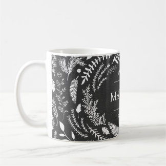 Taza De Café Monograma de invierno gris ruso