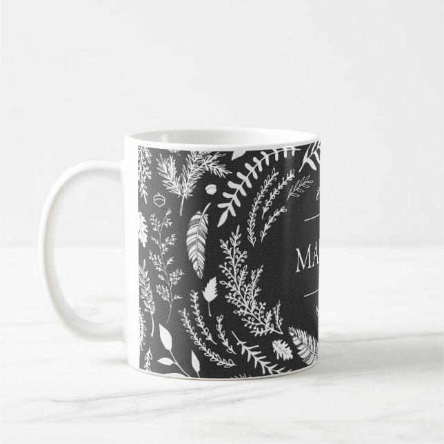 Taza De Café Monograma de invierno gris ruso (Izquierda)