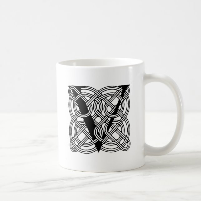 Taza De Café Monograma de Knot celta vintage (Derecha)