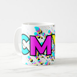 Taza De Café Monograma de la bandeja de pintura CMYK
