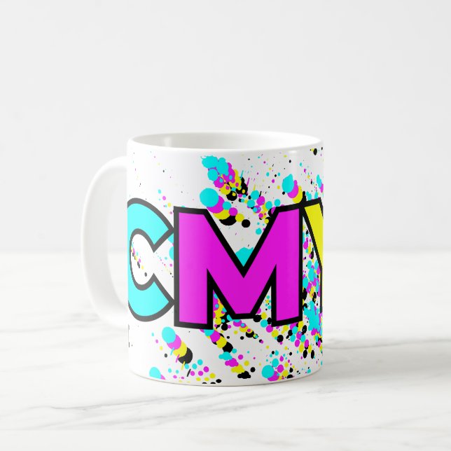Taza De Café Monograma de la bandeja de pintura CMYK (Anverso izquierdo)