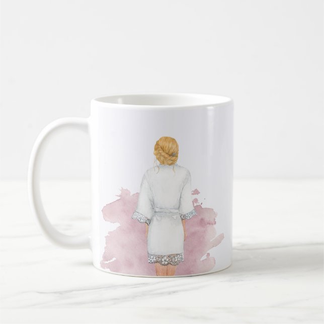Taza De Café Monograma de la bata de la bata rosa del futuro mr (Izquierda)