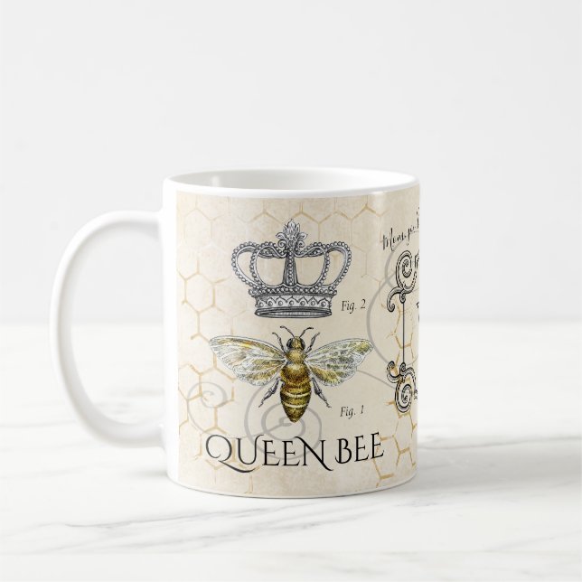 Taza De Café Monograma de la cita de la reina abeja (Izquierda)
