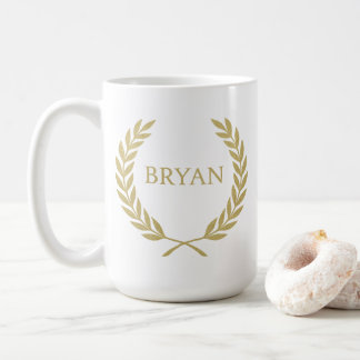 Taza De Café Monograma de la corona de oro de lujo