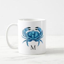 Taza De Café Monograma de la costa del crudo azul
