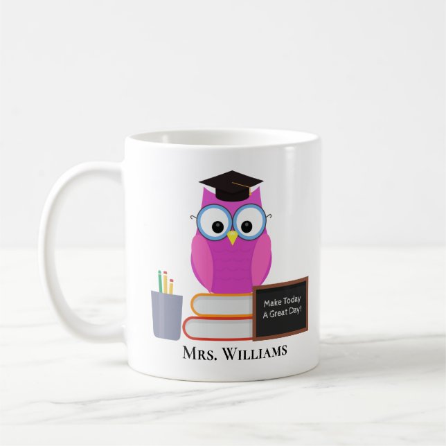 Taza De Café Monograma de la escuela de Personalizado lindo Lec (Izquierda)