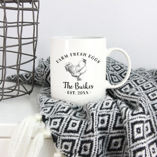 Taza De Café Monograma de la familia de huevos frescos de la gr