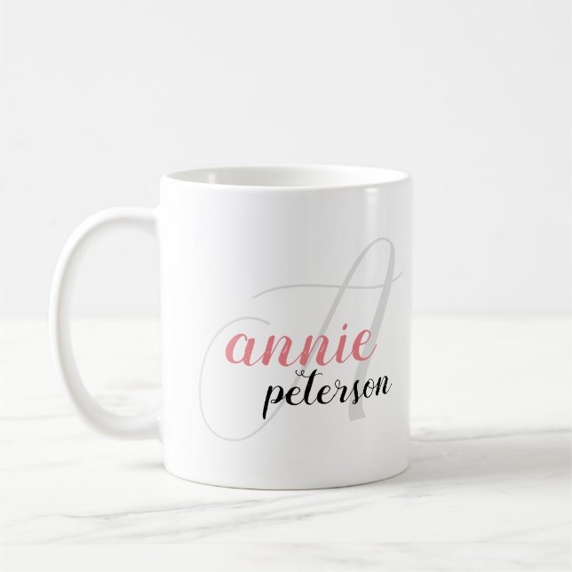 Taza De Café Monograma de la letra "A" de la personalizado Anni (Izquierda)