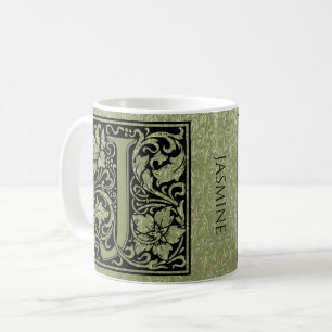 Taza De Café Monograma de la letra de la letra J primer