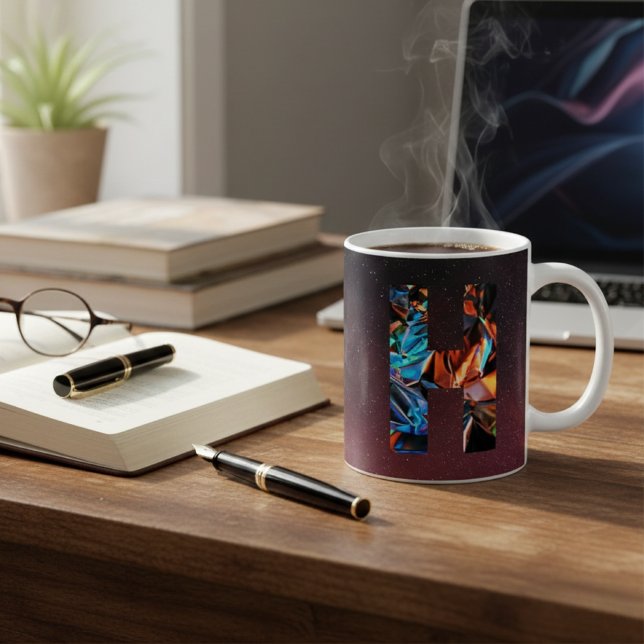 Taza De Café Monograma de la letra H - Inicial holográfica de g (Subido por el creador)
