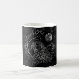 Taza De Café Monograma de la luna llena del halcón