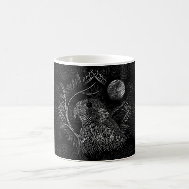 Taza De Café Monograma de la luna llena del halcón (Centro)