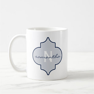 Taza De Café Monograma de la Marina Quatrefoil