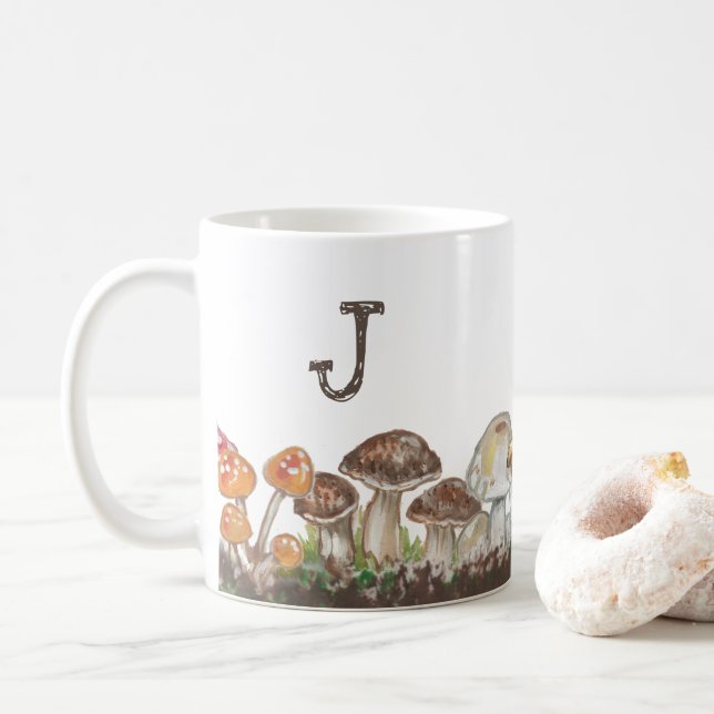 Taza De Café Monograma de la naturaleza otoñal del arte de los  (Con donut)