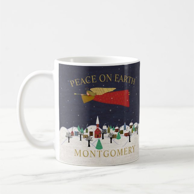 Taza De Café Monograma de la paz en la Tierra de Angel Village  (Izquierda)