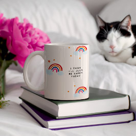Taza De Café Monograma de la pequeña bruja feliz arcoiris