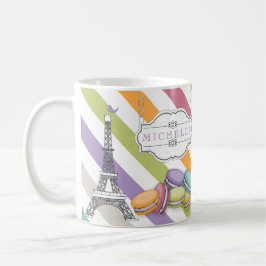 Taza De Café Monograma de la Torre Eiffel de los Macarones de P