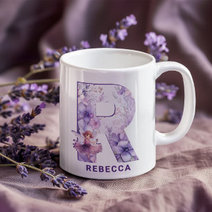 Taza De Café Monograma de lechón Lilac personalizado R