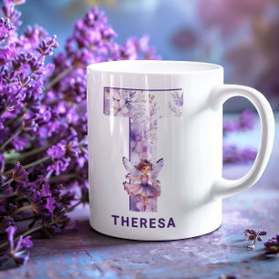Taza De Café Monograma de lechones Lilac personalizado T
