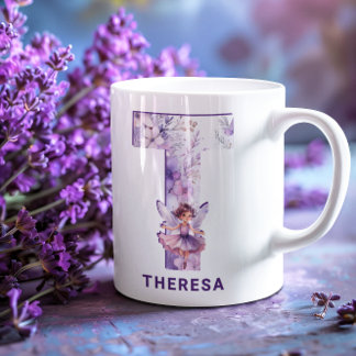 Taza De Café Monograma de lechones Lilac personalizado T