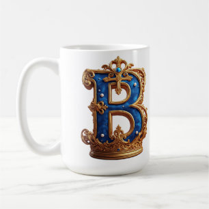 Taza De Café Monograma de letra B azul real