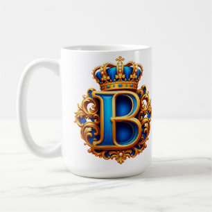Taza De Café Monograma de letra B azul real