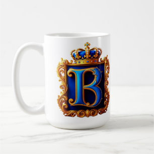 Taza De Café Monograma de letra B azul real