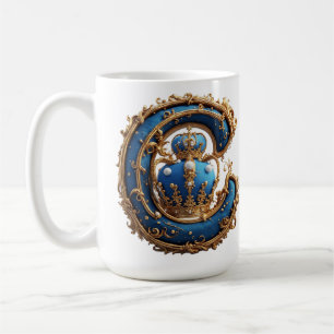 Taza De Café Monograma de letra C azul real