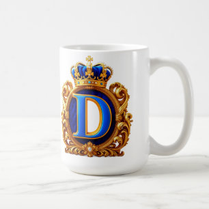 Taza De Café Monograma de letra D azul real