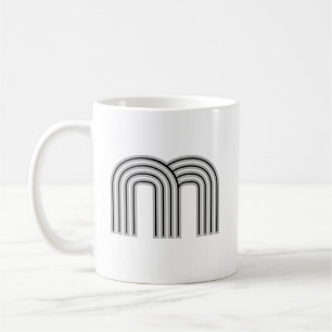 Taza De Café Monograma de letra inicial negro blanco moderno el