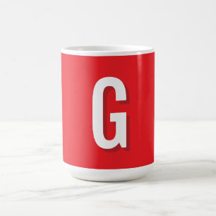 Taza De Café Monograma de letra inicial rojo blanco simple
