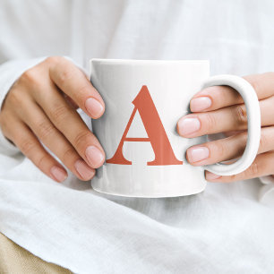 Taza De Café Monograma de letra inicial terracota moderna y ele