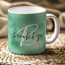 Monograma de letra script Glam Mint Verde