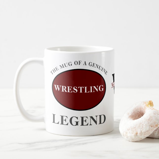 Taza De Café Monograma de leyenda de lucha libre Añadir su nomb (Con donut)