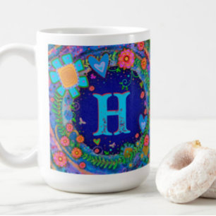 Taza De Café Monograma de libélula inicial Inespiritividad Café
