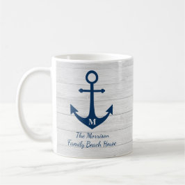 Taza De Café Monograma de madera blanca Casa Anchor Familia