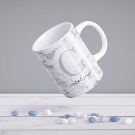 Taza De Café Monograma de mármol de moda de Relieve metalizado