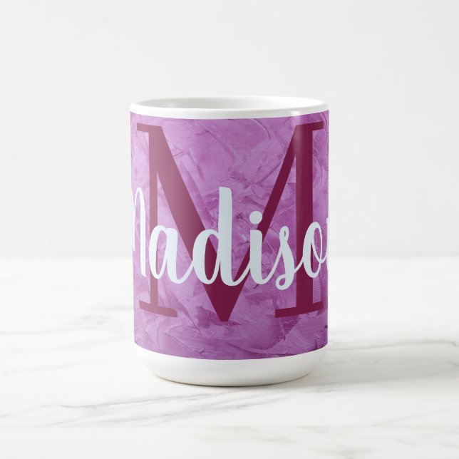 Taza De Café Monograma de mármol morado Personalizado personali (Centro)