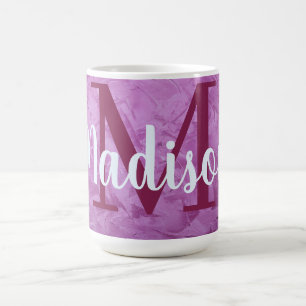 Taza De Café Monograma de mármol morado Personalizado personali