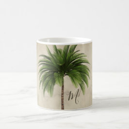 Taza De Café Monograma de Moda de arbolado de palmera tropical
