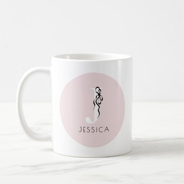 Taza De Café Monograma de Moda femenina rosa elegante inicial (Izquierda)