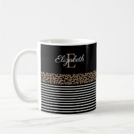 Taza De Café Monograma de moda Leopard Print Mug