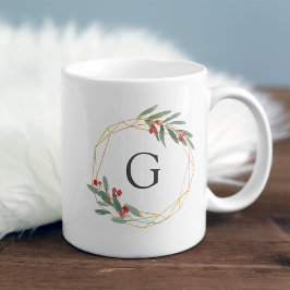Taza De Café Monograma de Navidades Gemstone