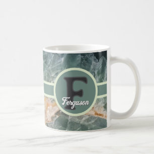 Taza De Café Monograma de nombre de familia inicial de piedra p