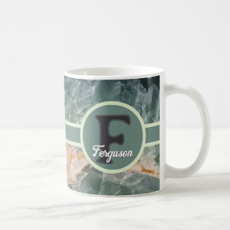 Taza De Café Monograma de nombre de familia inicial de piedra p
