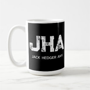 TAZA DE CAFÉ MONOGRAMA DE NOMBRE DE TRES LETRAS BLANCO MINIMALI