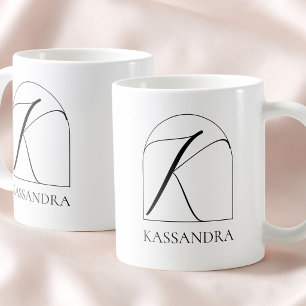 Taza De Café Monograma de nombre inicial de letra K de escritur