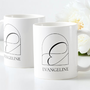 Taza De Café Monograma de nombre inicial E en letra script mini